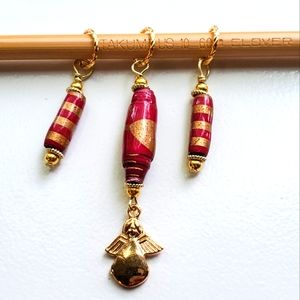 Holiday stitch knitting crochet markers - handmade
